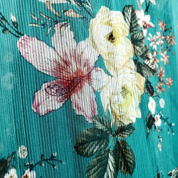 Nwot Maeve by Anthropologie Teal Floral Emmy Longsleeve Dress - Picture 11 of 16